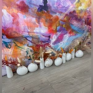 Bud Vases With Pampas/dried Flowers (10 Pieces)